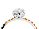 Platinum Pear Cut Diamond Solitaire Ring with Round Citrine Pavé Band and Prong Setting_16