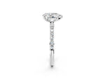 Platinum Pear Cut Diamond Solitaire Ring with Round Moissanite Pavé Band and Prong Setting_14