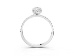 Platinum Pear Cut Diamond Solitaire Ring with Round Moissanite Pavé Band and Prong Setting_15
