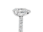 Platinum Pear Cut Diamond Solitaire Ring with Round Moissanite Pavé Band and Prong Setting_17