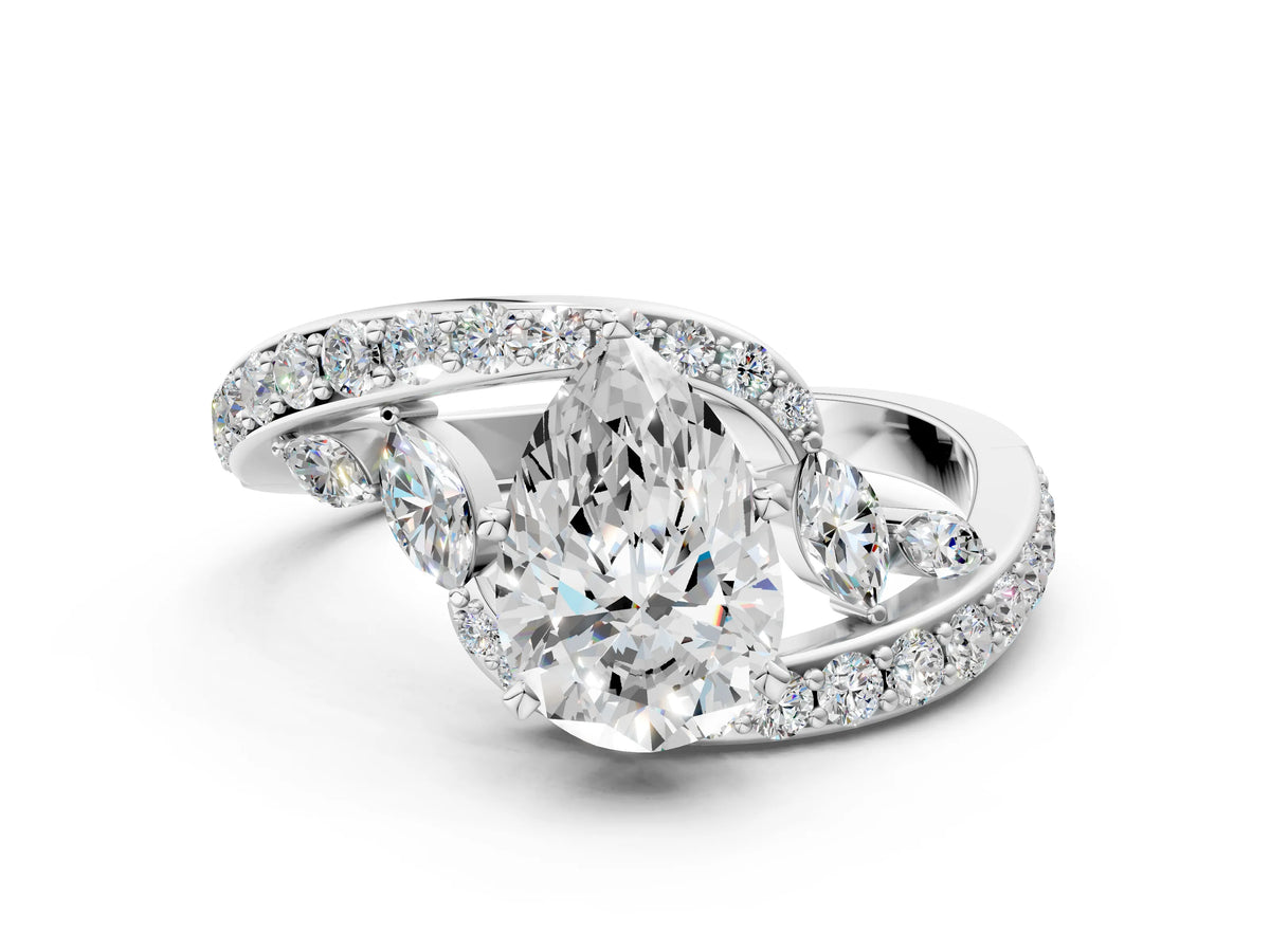 Platinum Pear Cut Solitaire with Pavé Twist Band and Four-Prong Setting_6