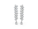 Platinum Pear Diamond Cascading Leaf Drop Earrings_3