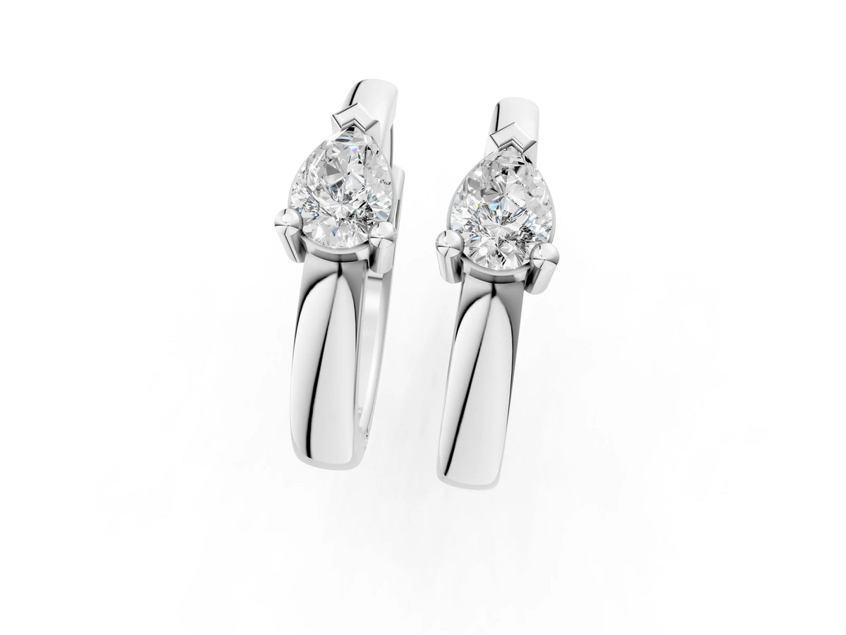 Platinum Pear Diamond Mini Huggie Hoop Earrings_4