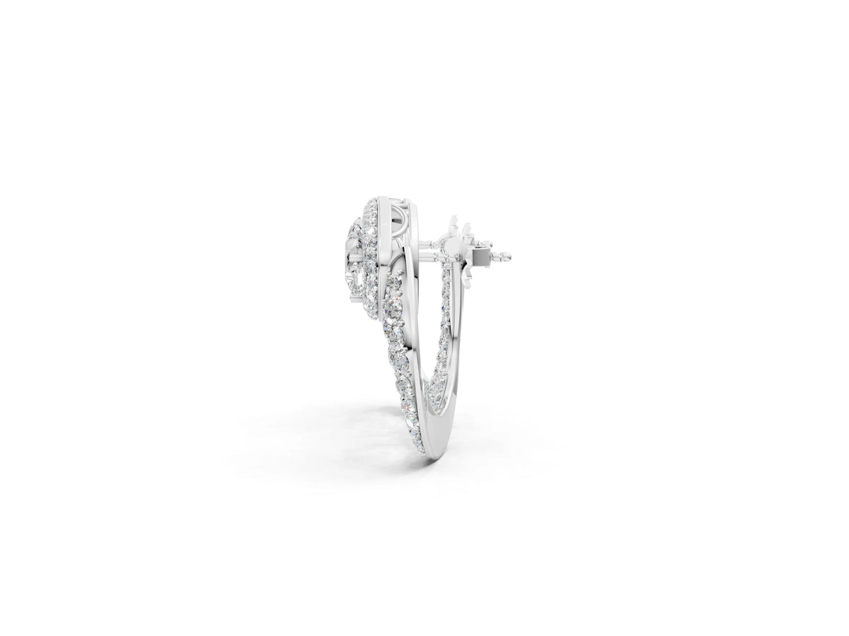 Platinum Pear Diamond Open Teardrop Stud Earrings_5