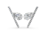 Platinum Pear Diamond Stud Earrings with Round Micro Pavé Bar_2