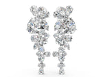 Platinum Pear, Marquise and Round Diamond Floral Drop Earrings_2