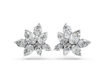 Platinum Pear and Marquise Diamond Floral Cluster Stud Earrings_4