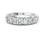 Platinum Princess Cut Channel Set Diamond Band with Bar Prong Setting