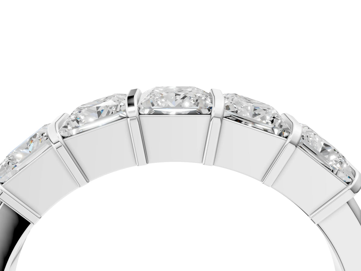 Platinum Princess Cut Channel Set Diamond Band with Bar Prong Setting_4