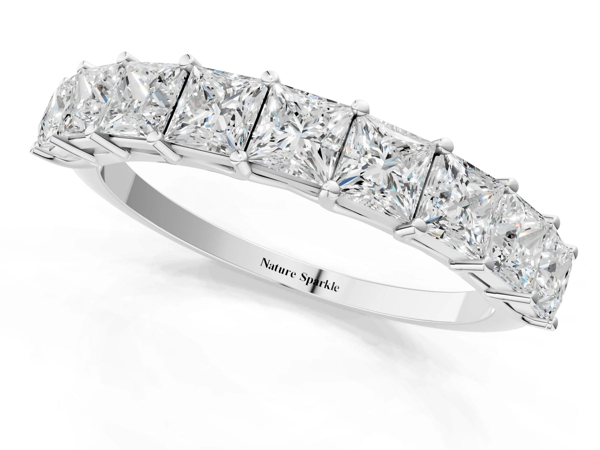 Platinum Princess Cut Diamond Channel-Set Eternity Band with Prong Setting_13