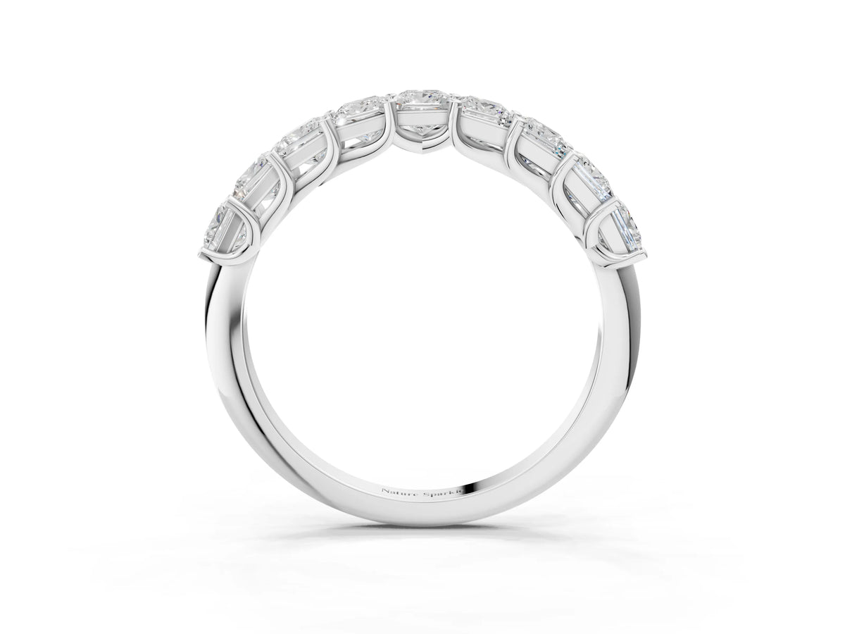 Platinum Princess Cut Diamond Channel-Set Eternity Band with Prong Setting_15