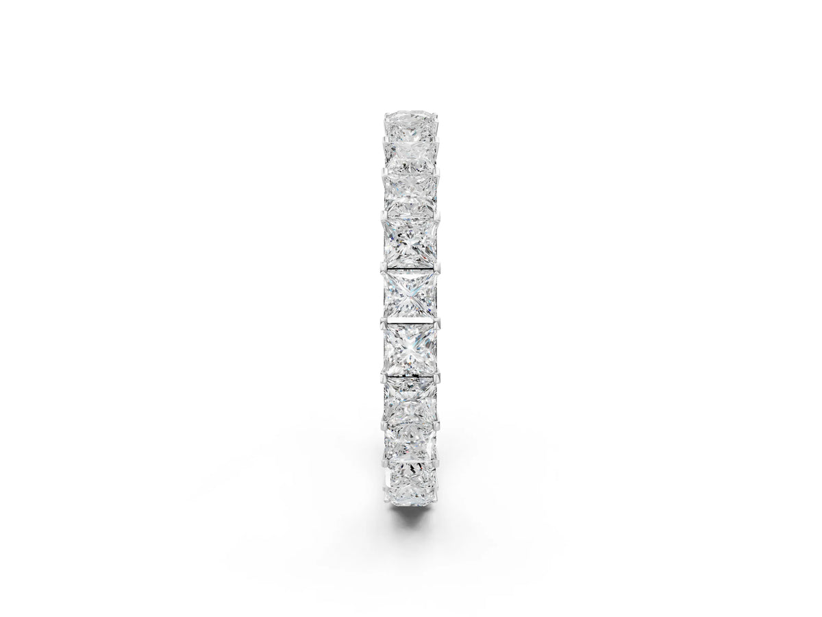 Platinum Princess Cut Diamond Eternity Band with Channel Setting and Shared Prong_14