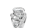Platinum Princess Cut Diamond Halo Ring with Marquise and Pavé Band in Prong Setting_17