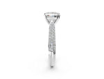 Platinum Princess Cut Diamond Solitaire Engagement Ring with Multi-Row Round Pavé Band and Prong Setting_14
