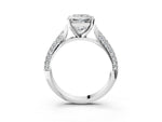 Platinum Princess Cut Diamond Solitaire Engagement Ring with Multi-Row Round Pavé Band and Prong Setting_15
