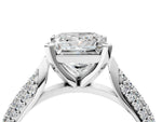 Platinum Princess Cut Diamond Solitaire Engagement Ring with Multi-Row Round Pavé Band and Prong Setting_16
