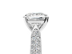 Platinum Princess Cut Diamond Solitaire Engagement Ring with Multi-Row Round Pavé Band and Prong Setting_17
