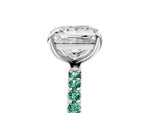 Platinum Princess Cut Diamond Solitaire Ring with Round Green Sapphire Pavé Band and Prong Setting_17