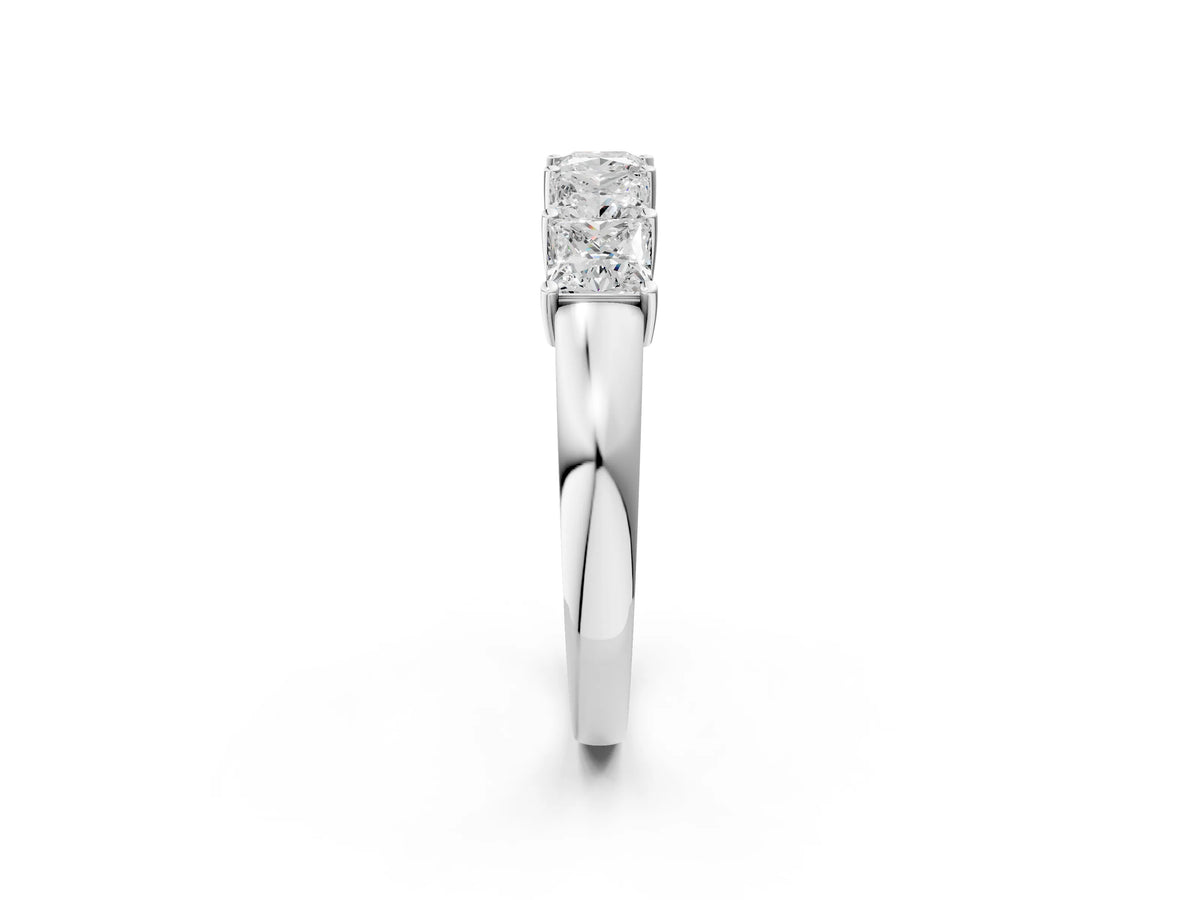 Platinum Princess Cut Five-Stone Diamond Band with Prong Setting_14