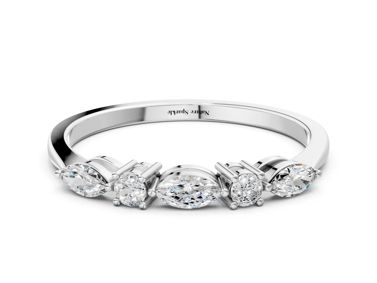 Platinum Prong Set Round Diamond Half-Eternity Band_12