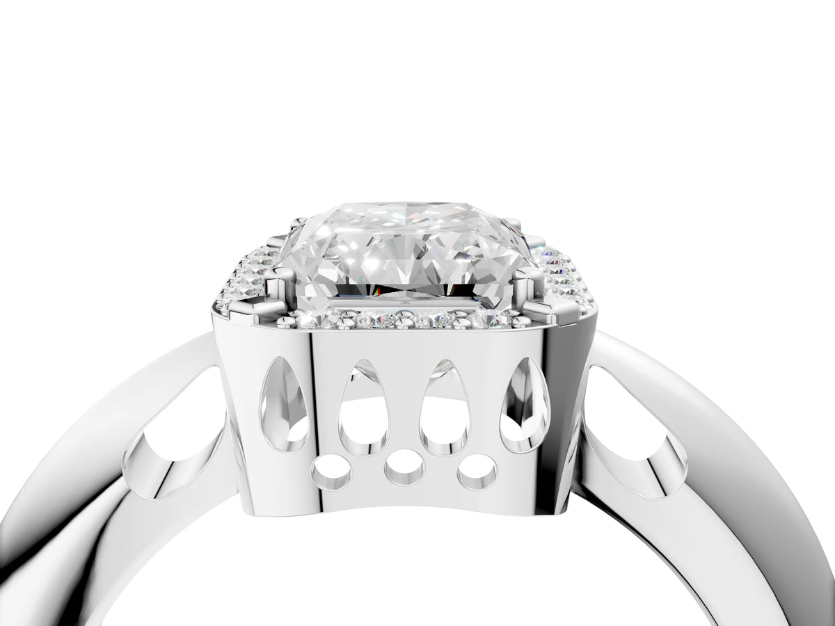 Platinum Radiant Cut Cut Diamond Halo Engagement Ring with Split Shank and Four-Prong Setting_16