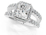 Platinum Radiant Cut Cut Halo Split Shank Diamond Ring with Four-Prong Setting_13