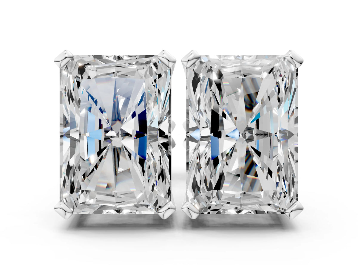 Platinum Radiant Cut Diamond Stud Earrings_6
