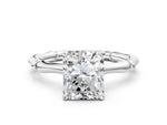 Platinum Radiant Cut Solitaire Diamond Ring with Bamboo Band and Four-Prong Setting_12