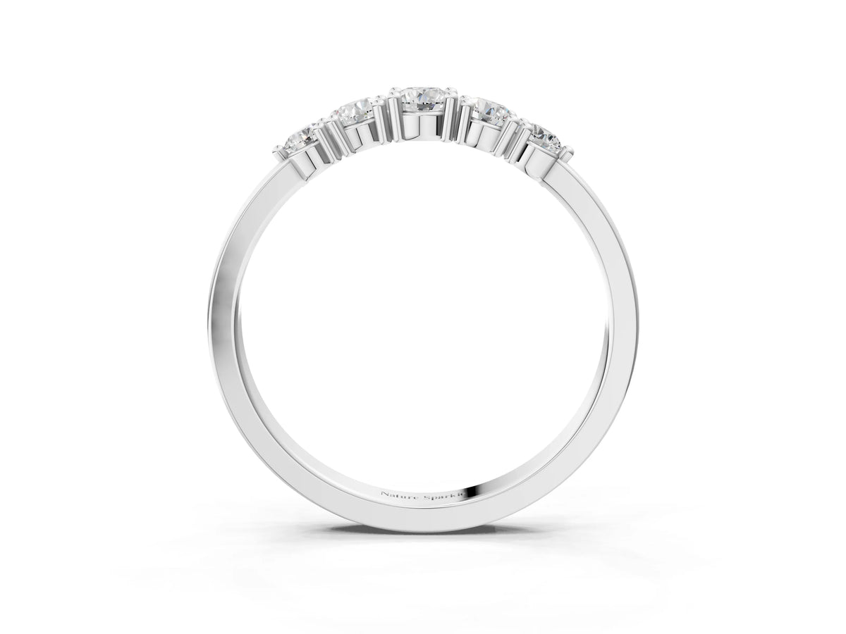 Platinum Round Brilliant Diamond Half-Eternity Band with Prong Setting_15