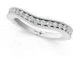 Platinum Round Brilliant Milgrain Bezel Set Diamond Wave Band_13