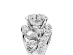 Platinum Round Cut Diamond Halo Ring with Marquise and Pavé Band in Prong Setting_5