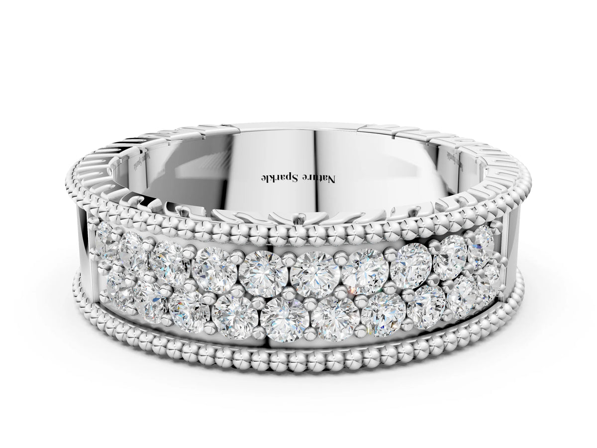 Platinum Round Cut Diamond Pave Eternity Band with Bead Prong Setting_12
