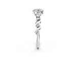 Platinum Round Cut Diamond Solitaire Twisted Band with Round Accents and Prong Setting_2
