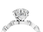 Platinum Round Cut Diamond Solitaire Twisted Band with Round Accents and Prong Setting_4