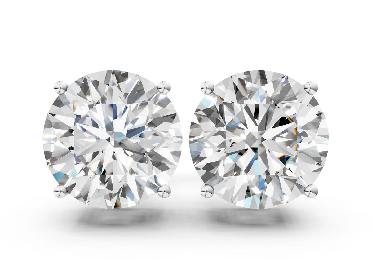 Platinum Round Cut Diamond Stud Earrings