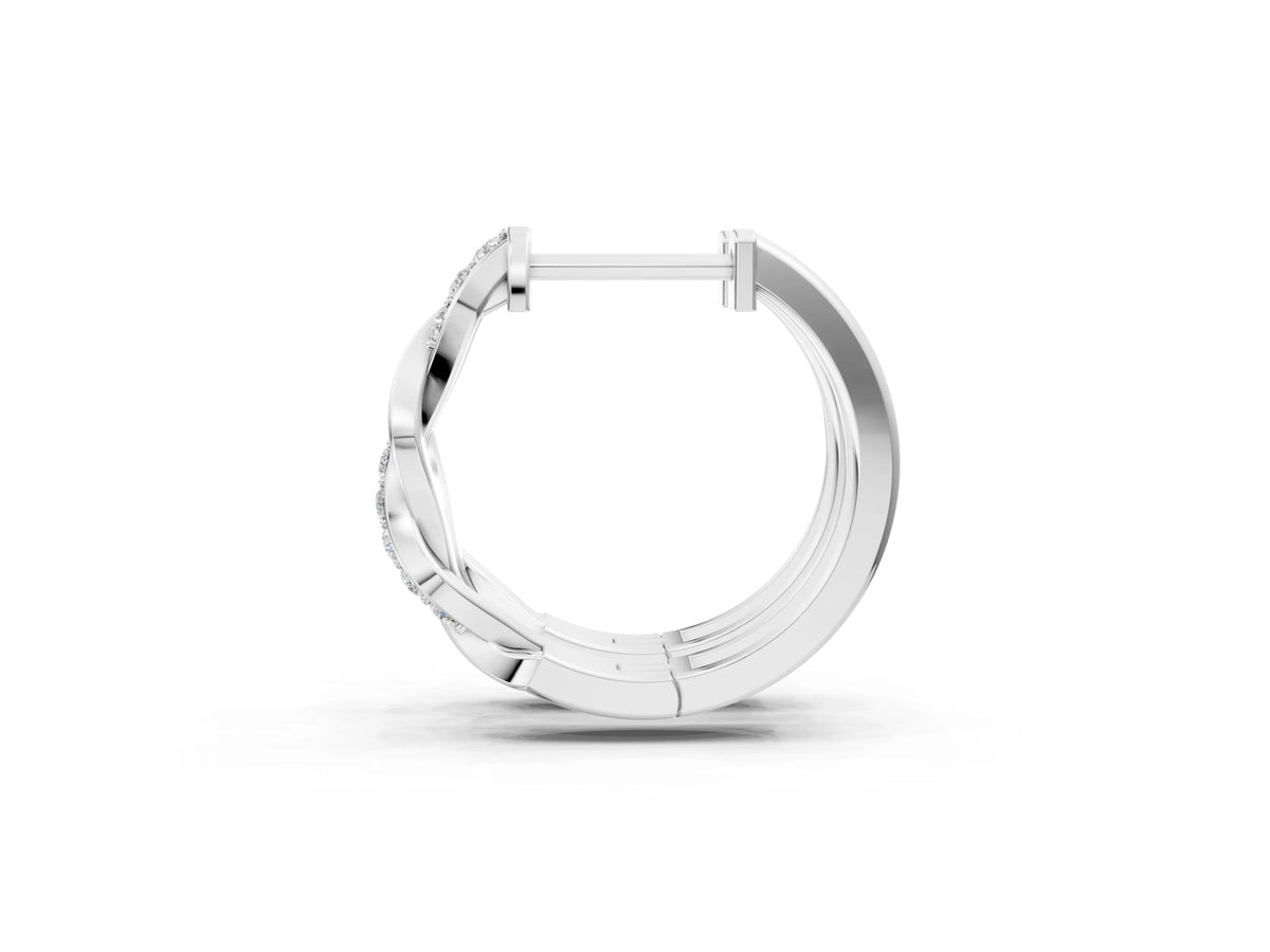 Platinum Round Cut Diamond Twisted Pavé Hoop Earrings_3