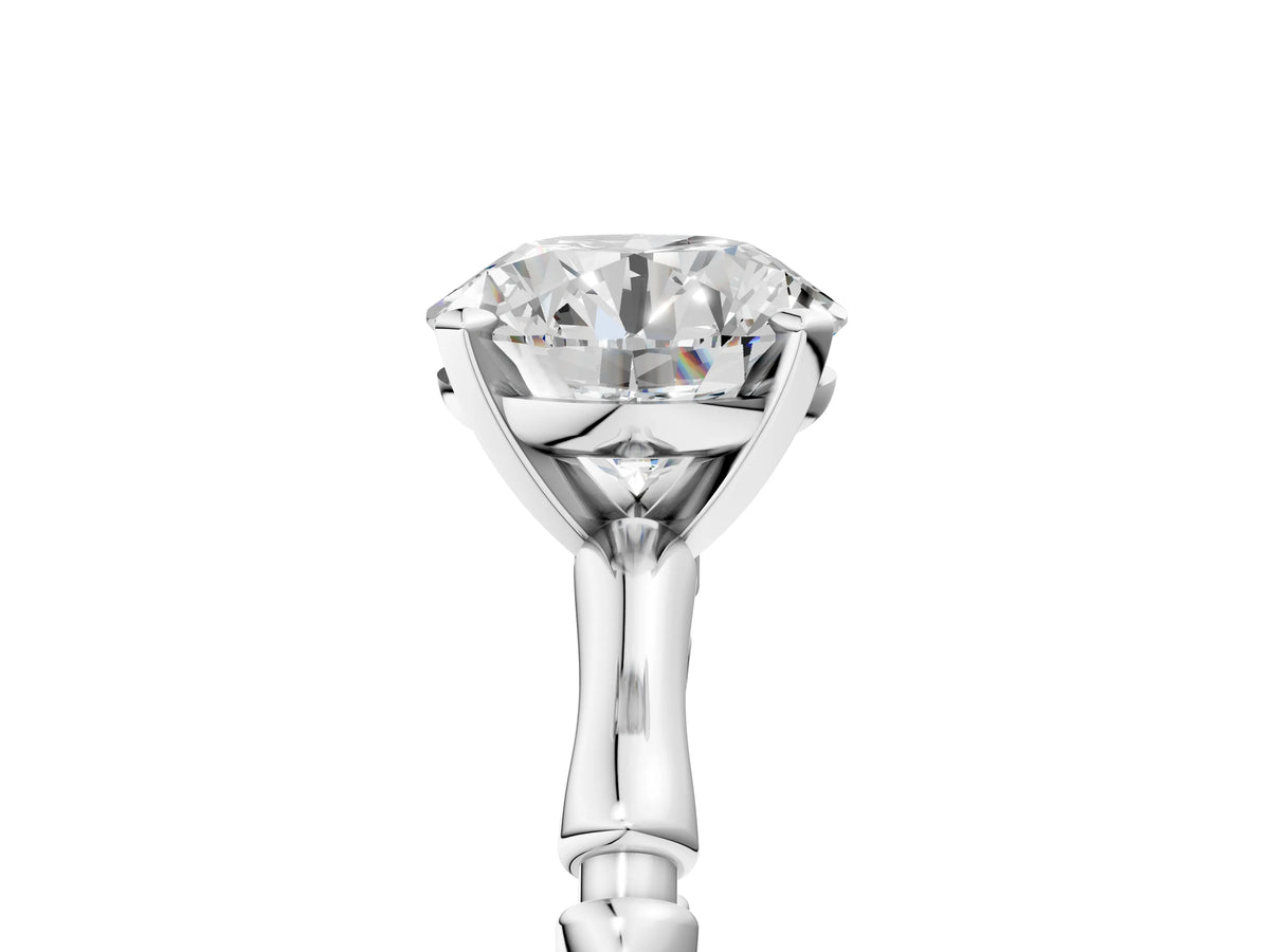 Platinum Round Cut Solitaire Diamond Ring with Bamboo Band and Four-Prong Setting_53
