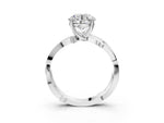 Platinum Round Cut Solitaire Twist Band with Pavé Accents and Four-Prong Setting_3