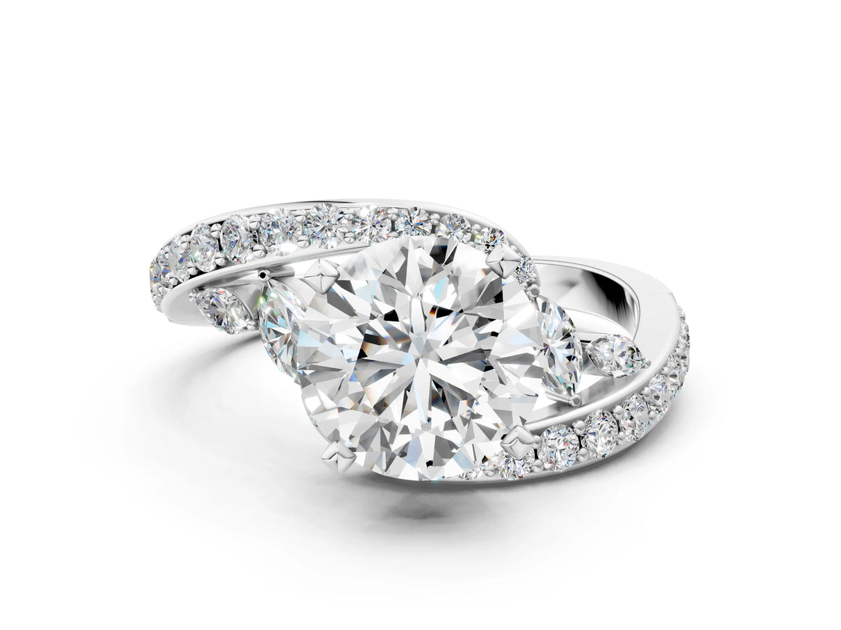 Platinum Round Cut Solitaire with Pavé Twist Band and Four-Prong Setting_30