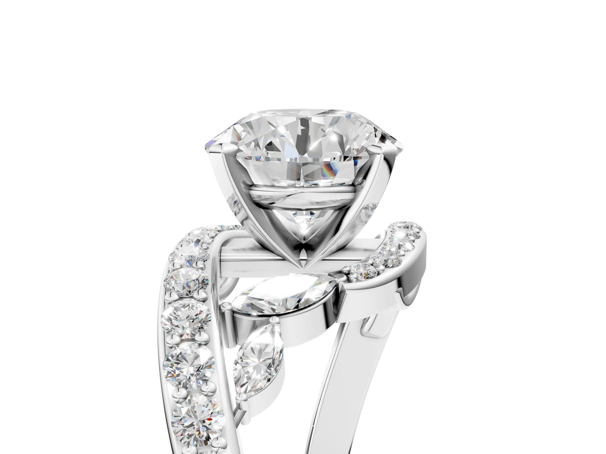 Platinum Round Cut Solitaire with Pavé Twist Band and Four-Prong Setting_35