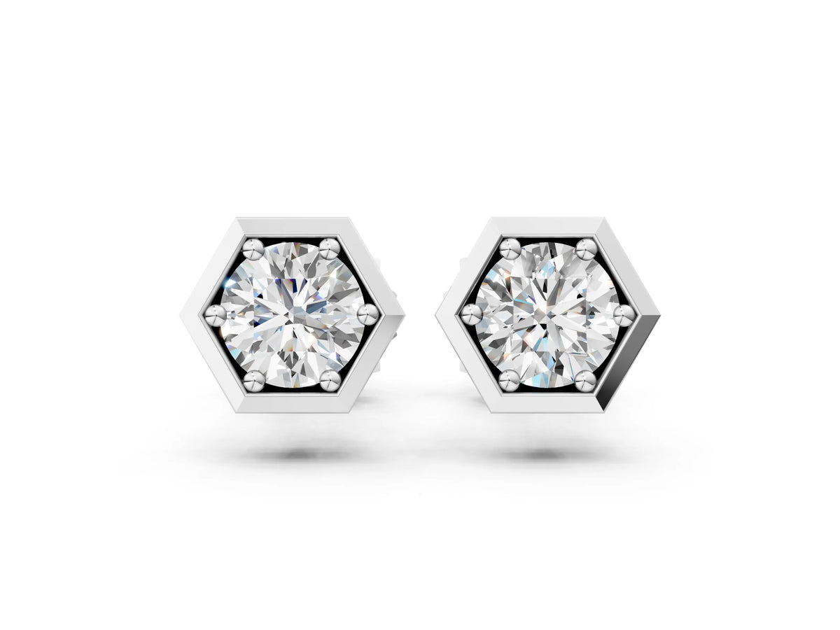 Platinum Round Diamond Bezel-Set Stud Earrings_6