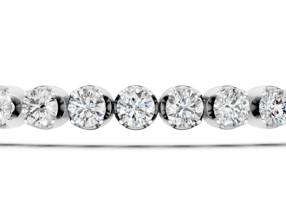 Platinum Round Diamond Bezel Tennis Bracelet_13