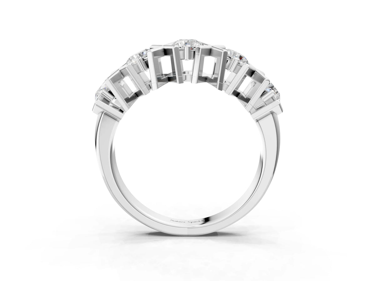 Platinum Round Diamond Channel Set Band with X-Prong Detail_15