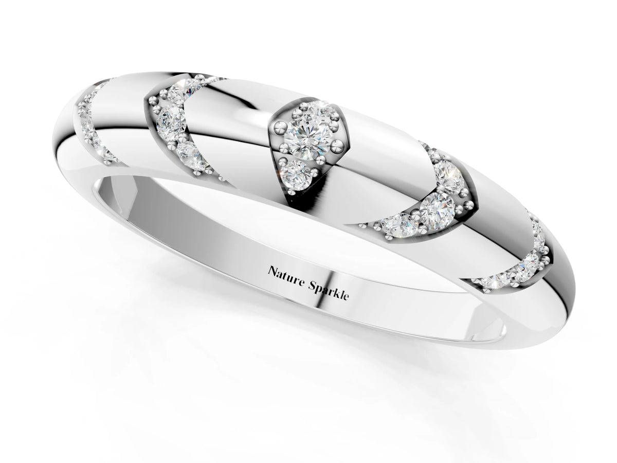 Platinum Round Diamond Channel Set Curved Band with Bezel Setting_13