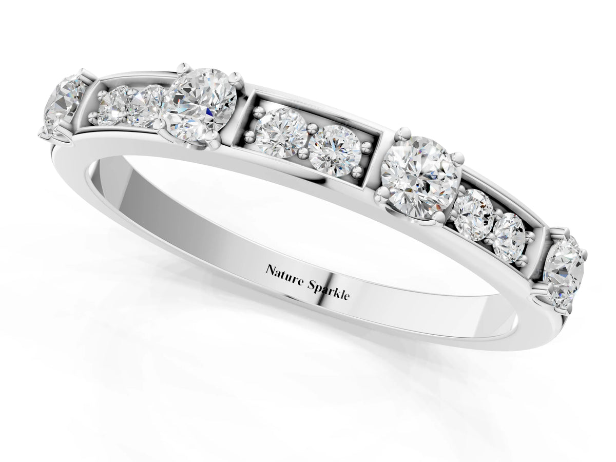 Platinum Round Diamond Channel Set Eternity Band with Prong Setting_13