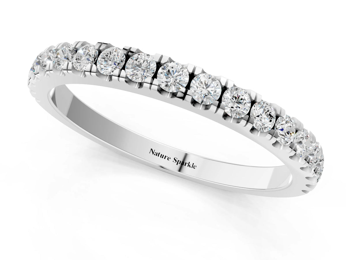 Platinum Round Diamond Classic Half Eternity Band with Shared Prong Setting_13