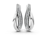 Platinum Round Diamond Double Row Huggie Hoop Earrings_4