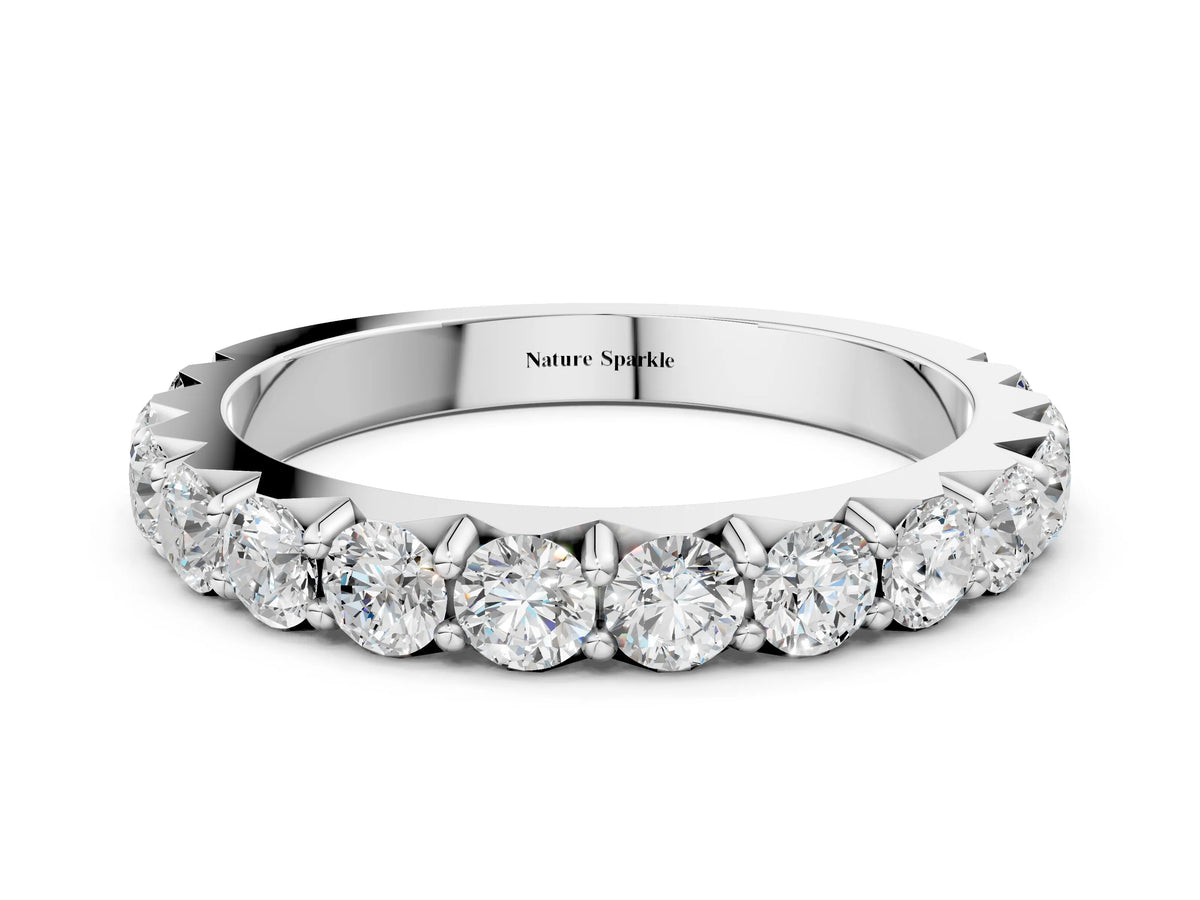 Platinum Round Diamond Half Eternity Band with Classic Prong Setting_12