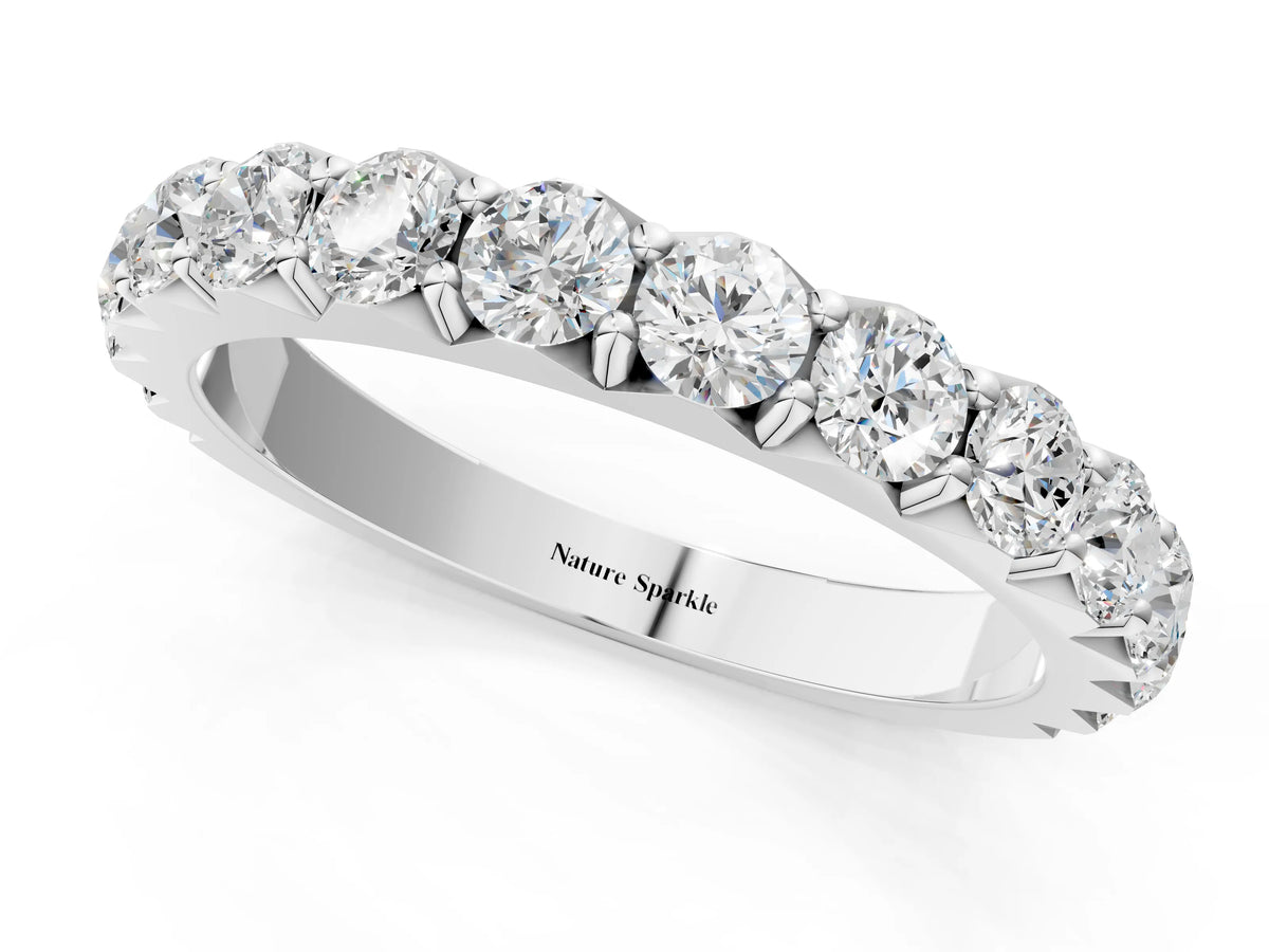 Platinum Round Diamond Half Eternity Band with Classic Prong Setting_13