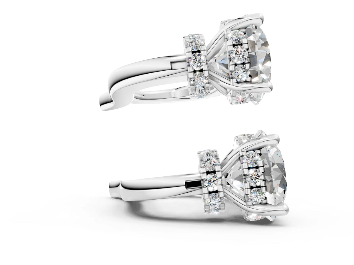 Platinum Round Diamond Hidden Halo Drop Earrings_6